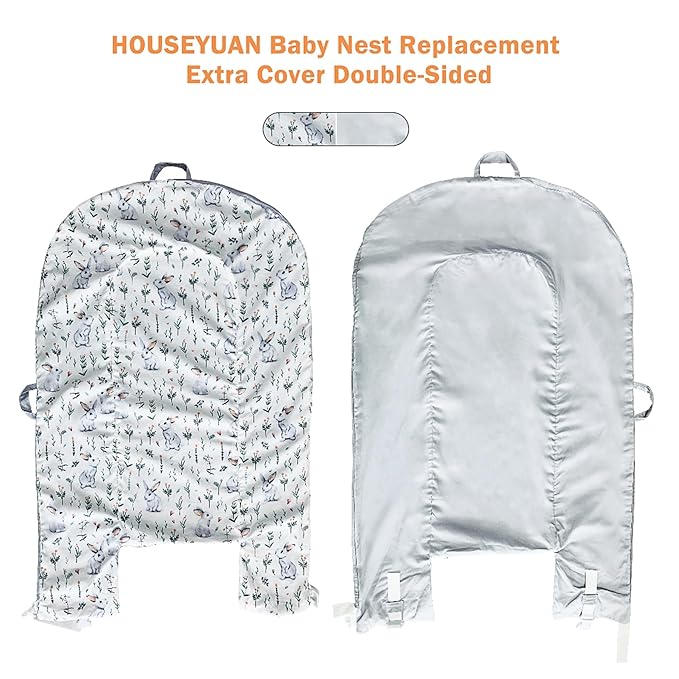 HOUSEYUAN Baby Lounger Replaceable Cover Baby Nest Backup Cover 100% Cotton Breathable Machine Washable (Rabbit)