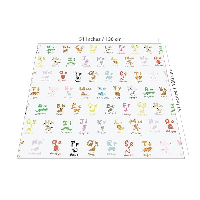 WOMUMON 51" Splat Mat for Under High Chair/Arts/Crafts, Baby Washable Spill Mat Waterproof Anti-Slip Floor Splash Mat, Portable Play Mat and Table Cloth