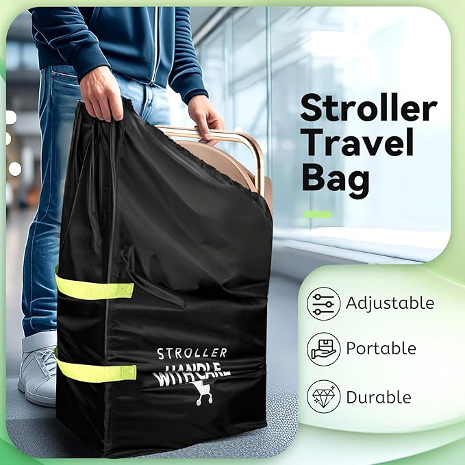 Guiseapue Stroller Bag for Airplane: Airplane Travel Essentials, Stroller Cover for Air Travel, 46" H x 21" W x 13" D for Single, Double, Jogging Stroller, Nuna Doona Cybex Mockingbird Uppababy