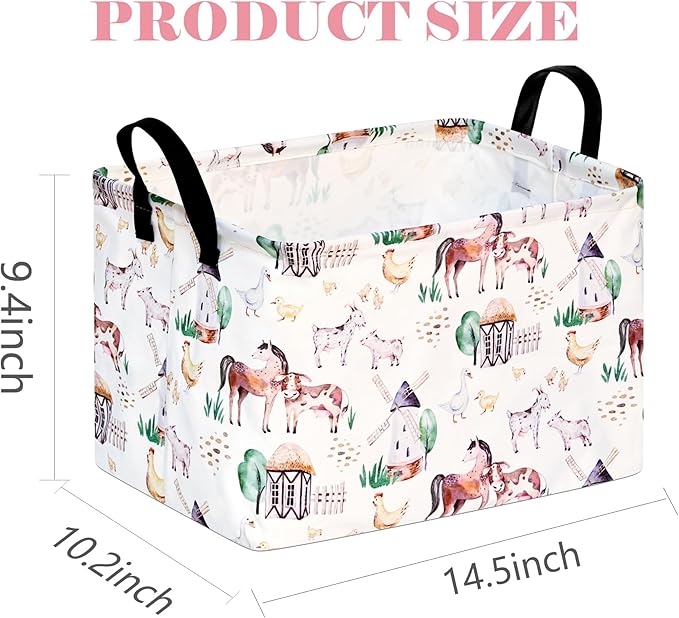 DUYIY Rectangle Windmill Animal Gift Storage Basket Home Shelf Storage Basket Organizer Box Clothes Laundry Hamper Nursery Basket Laundry Basket with Handles