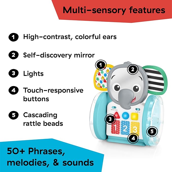 Baby Einstein Chase & Tap Earl Crawling Baby Toy, with Mirror and Music, Ages 6 Months and Up