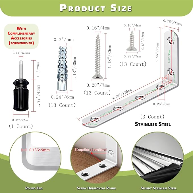 Anti-Tip Furniture Brackets for Baby Proofing – Heavy-Duty Wall Anchors to Secure Dresser, Bookshelf, Cabinet & Shelf (3 Items)