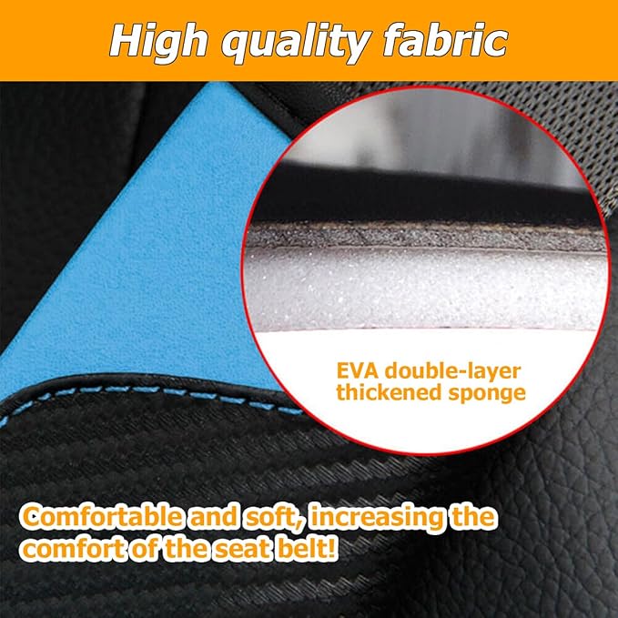 2PCS Car Seat Belt Cover, Carbon Fiber Seatbelt Shoulder Protection, Soft Car Seat Belt Strap Cushion Protect Your Neck and Shoulder, Car Accessories Seat Belt Pad for Car Truck (Blue)