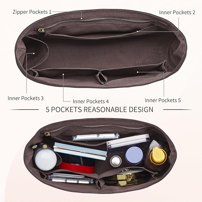 Dupont Paper Purse Organizer Inserts for brooklyn 28 Insert Keeps Tote Handbag（Brown）