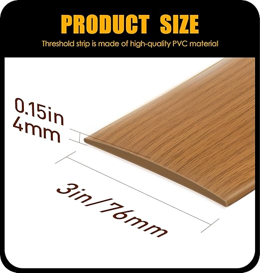 bnell Bnell Floor Transition Strip Self Adhesive Vinyl Laminate Floor Cover Strip 3" Floor Flat Divider Strip for Joining Floor Gaps and Doorway Transitions (3.3Ft, 7.6cm, Maple Grain)