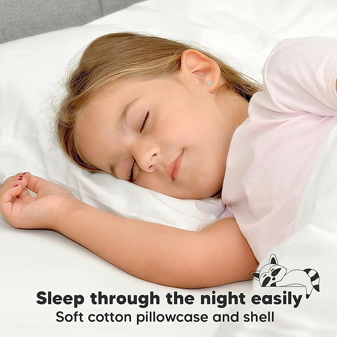 Toddler Pillow with Pillowcase - 13x18 My Little Dreamy Kids Travel Bed Pillows for Sleeping, Organic Cotton Small Pillowcase, Soft & Breathable, Machine Washable, Toddlers 2-5 Years Old (Soft White)