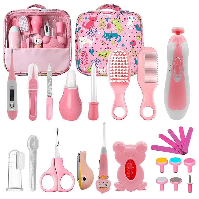 Baby Healthcare and Grooming Kit, 26 in 1 Baby Electric Nail Trimmer Set Newborn Nursery Health Care Set for Newborn Infant Toddlers Baby Boys Girls Kids Haircut Tools