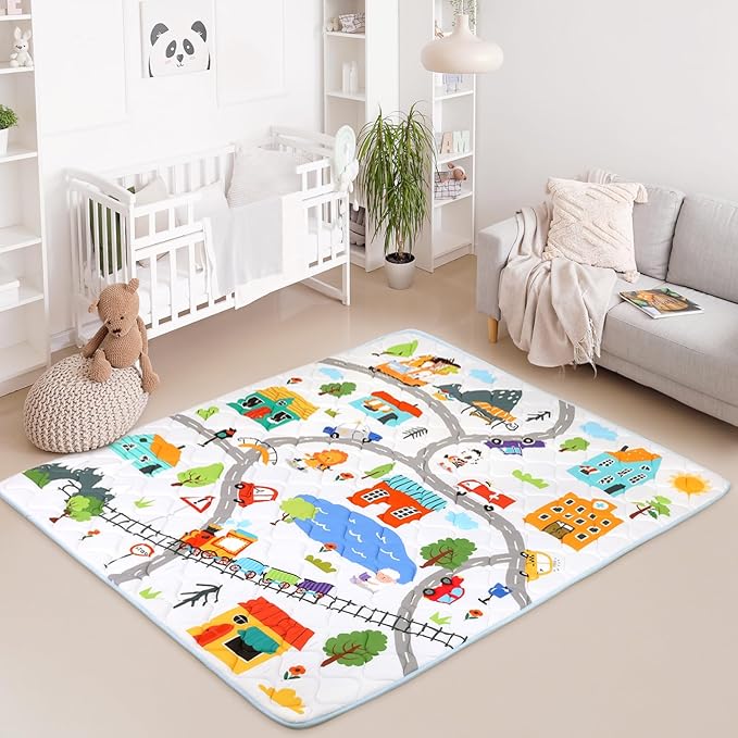 Baby Play Mat, Toodler Floor Mat 59 x 71 inch, Extra Thick Foam Non-Slip Washable,Crawling Cushion for Tummy Playing