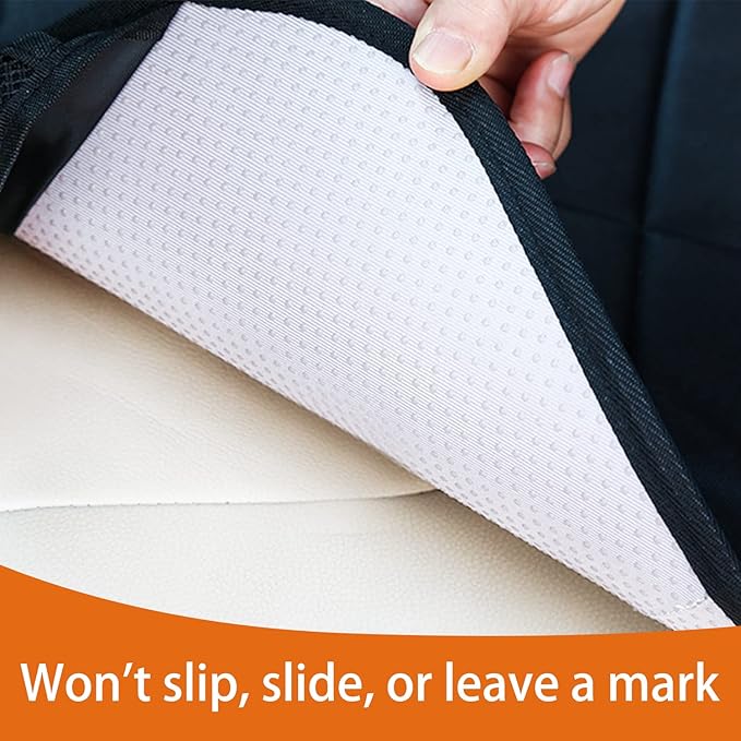 Meolsaek Car Seat Protector, Non-Slip Backing Will Not Leave Imprint, Waterproof Thicker Car Seat Cover for SUV, Sedan, Truck, Leather Car Seat Cushion (Black with Red Stitching)