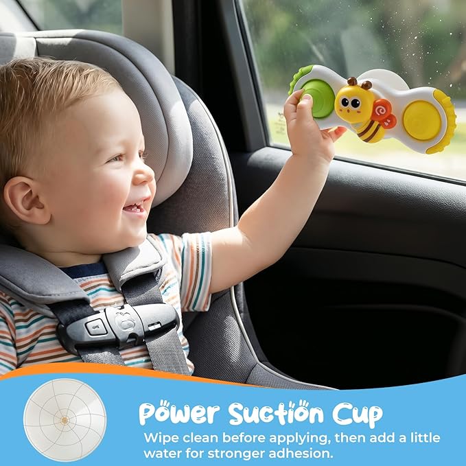 Baby Suction Cup Spinner Travel Toys for Kids Ages 1-3, Fidget Spinner Toys for 1 Year Old Boy Girl 12 Months, Sensory Bath Toy for Toddlers Infants Birthday