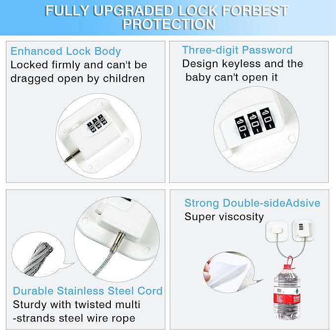 Refrigerator Lock Fridge Locks for Kids Keyless Child Safety Cabinet Locks for Cabinets Closets Drawers Window Electrical Appliances