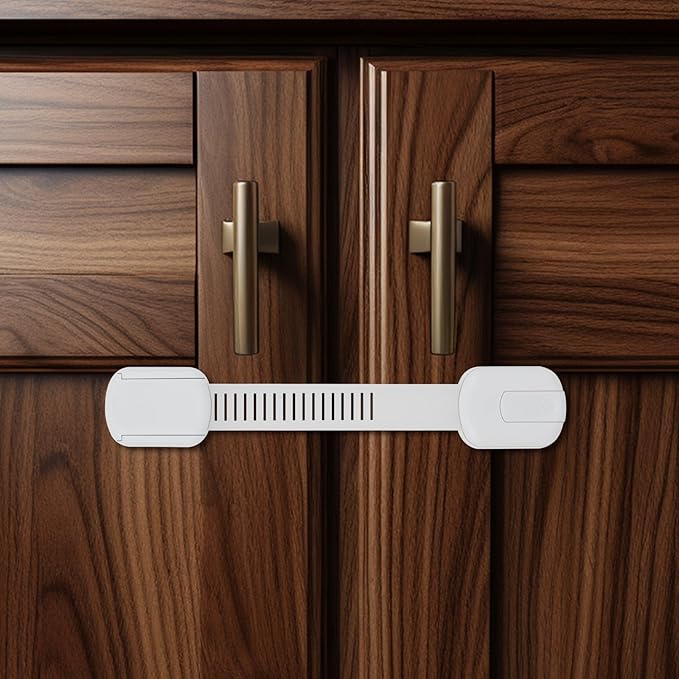Vkania Child Proof Cabinet Locks - Cabinet Locks Baby Proofing with 3M Adhesives for Refrigerator, Oven, Cupboards, Toilet Seat - Adjustable,Easy Installation,No Drilling (4 Pack)
