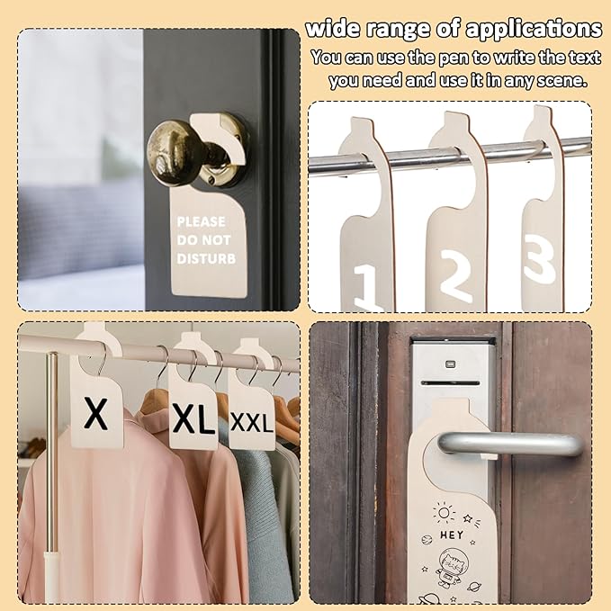 30 Pieces Blank Closet Dividers, Wooden Closet Size Divider, Blank Organizers Hanger Separators Hanging Closets Dividers with Marker Pen for Home Nursery Clothes