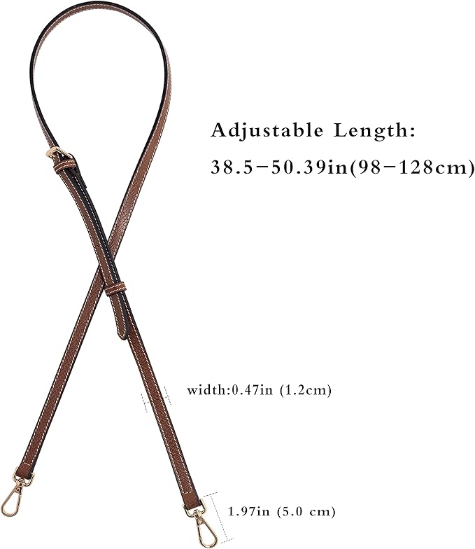 Mini Bag Organizer with Genuine Leather Crossbody Strap Conversion Kit, Compatible with Longchamp Mini Bag – Inner Liner Insert + Strap Kit Set, Brown