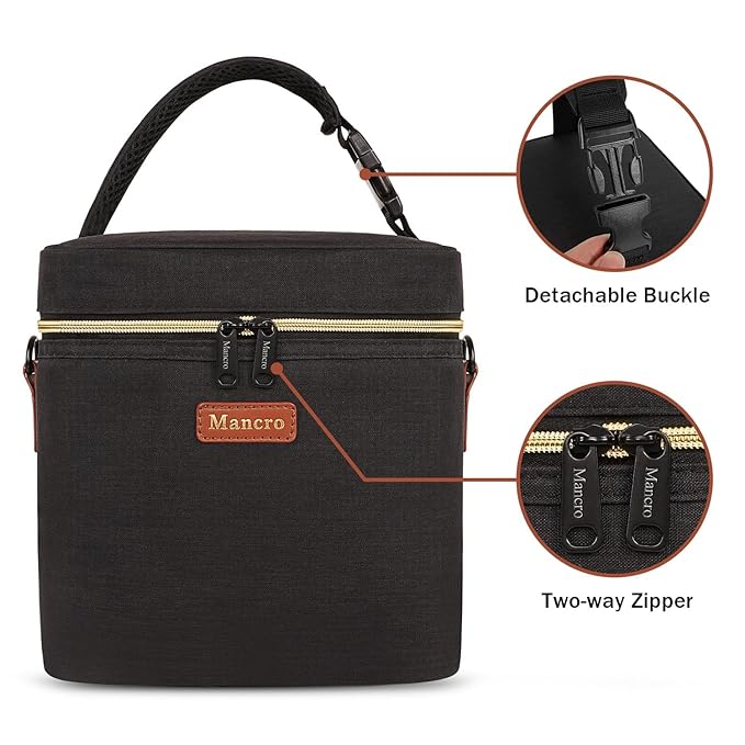 Mancro Insulated Baby Bottle Cooler Bag with Ice Pack, Breastmilk Storage Tote Fits 6 x 9oz Bottles, Waterproof Bottle Bag Companion for Breastfeeding Moms，Cream & Light Brown