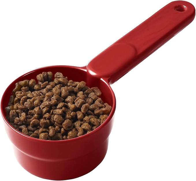 Joyinjojo Dog Food Scoop 1 Cup 1/2 Cup - Melamine Dog Food Measuring Cup, Pet Food Scoop for Dog Cat...Comfortable Long Handle for Easy to Scoop Food, Red 1 Cup