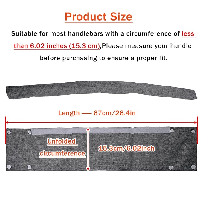 2PCS 26.4inches Armrest Handle Cover,Pushchair Handlebar Sleeve,Universal Protective Stroller Bumper Bar Covers Replacement Accessories Removable Toddler Pram Dust Proof Handle Gloves(Grey)