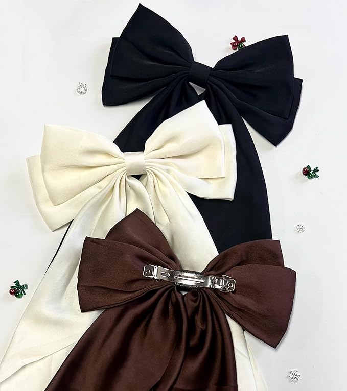 Hair Bows for Women Girls 8 PCS Hair Ribbon Bow Hair Clips with Long Tails Vintage Hair Accessories for Women