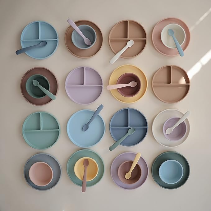mushie Silicone Suction Bowl | BPA-Free Non-Slip Design (Powder Blue)