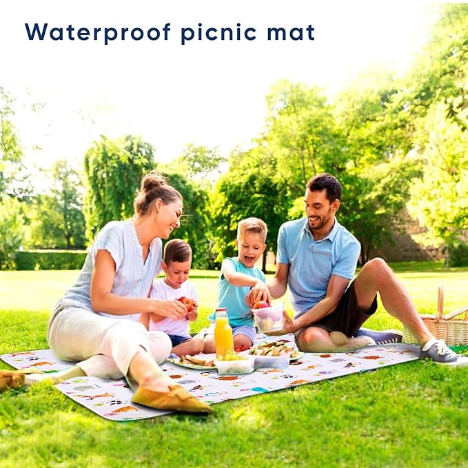 DFHY Outdoor Waterproof Picnic Mat, Foldable & Lightweight Blanket with Carry Bag (55"x70") – Portable Travel Blanket for Beach, Park, Camping, Grass & More