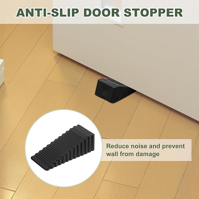 uxcell 4 Pcs Door Stoppers for Bottom of Door, 28mm/1.10 Inch Door Stops, Rubber Door Stopper Wedge Anti Slip, Window Stopper Door Stackable, Black