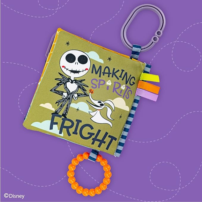 Kids Preferred Disney Nightmare Before Christmas My First Scare Jack Skellington Soft Book Baby Teething Crinkle Book with On-The-Go Clip, Crinkle Pages, and Teethers, Multicolor