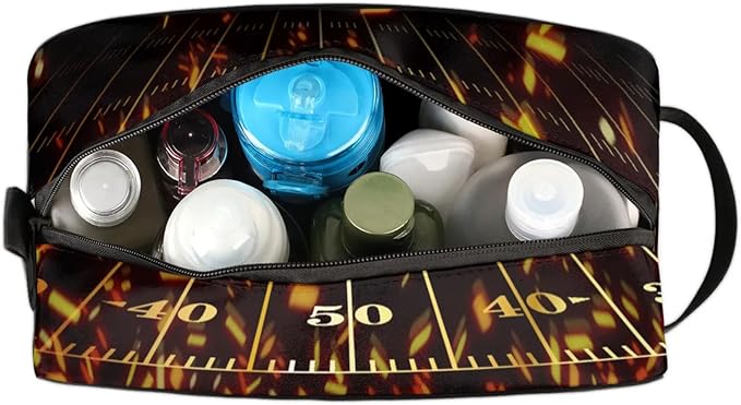 Boys Toiletry Bag Sport Theme Rugby in Fire Kids Dopp Kit Waterproof Hanging Wash Bag Cosmetic Bag Medicine Bag for Travel Sports Shower Essential