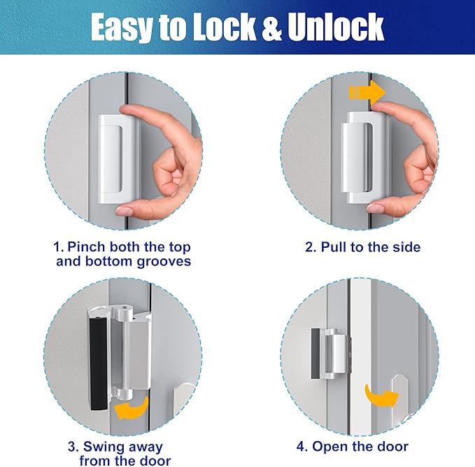 Door Reinforcement Lock Withstands 800lbs of Force - Silver Extra Child Proof Door Lock with 8 Screws Prevents Unauthorized Entry,Add a Door Security Lock for Home Safety & Privacy