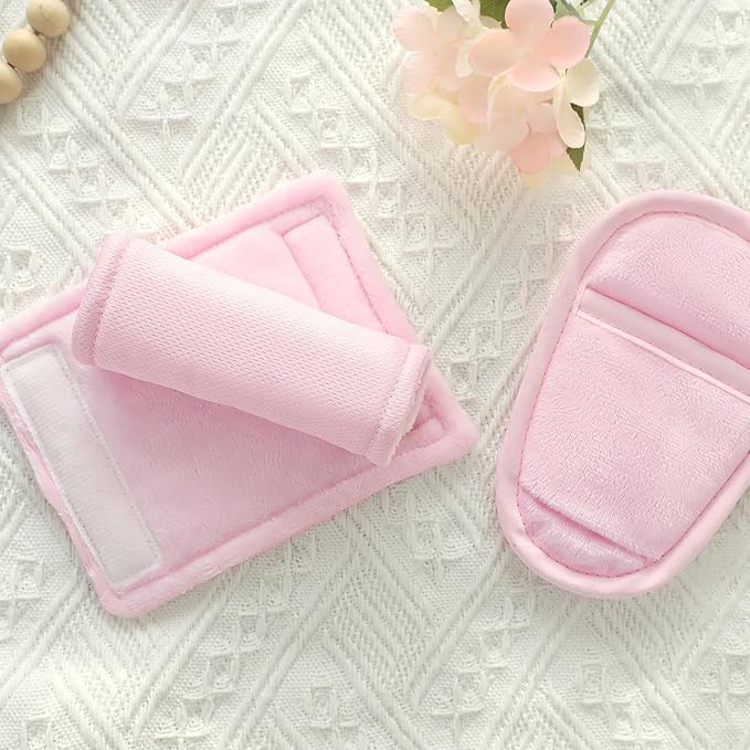 SWESEN Baby Car Seat Strap Covers, 3 Piece Soft Car Seat Strap Shoulder Pads for Baby Girls Boys, Double-Sided Use carseat Straps Covers for Stroller, Car Seats, Pushchair, Pink
