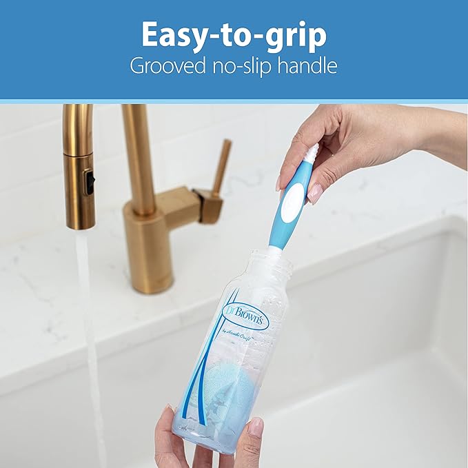 Dr. Brown's Baby Bottle Cleaning Brush with Sponge and Scrubber - Blue - 3pk and Universal Baby Bottle and Accessory Drying Rack