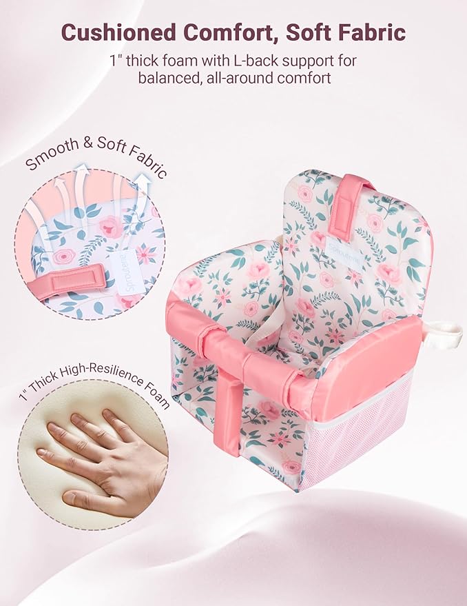 Shopping Cart Cover for Baby Girl, High Chair Cover for Restaurant, Padded, Hygienic Grocery Cart Seat Cover & Swing Insert with Safety Harness & Pockets, Machine Washable (Pink)