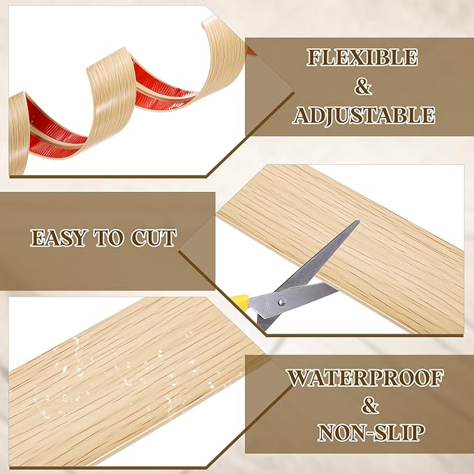 uxcell T-Molding Transition Strips, 3.28 ft x 1.97" (L x W) PVC Floor Flat Divider Strip Self Adhesive Vinyl Flooring Edging Trim for Joining Floor Gaps Doorways, Maple Wood Grain
