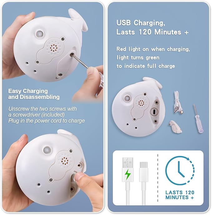 ArtCredit Light Up Bath Toy Sprinkler for Babies, Rechargeable Bathtub Pool Water Toys Baby Gifts for Toddlers, Shower Essentials (White Whale)