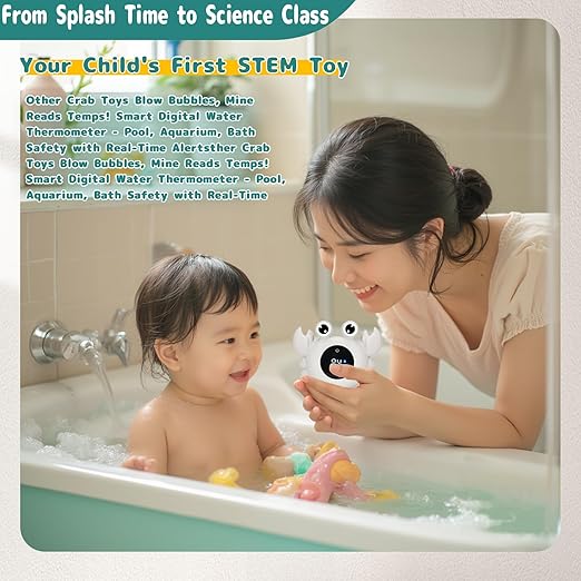 Baby Bath Thermometer with Floating Toys & Room Temperature Monitor - Rechargeable Digital Thermometer with Temperature Alerts, Bath Essentials for Newborns, Infants (Advanced Grey)