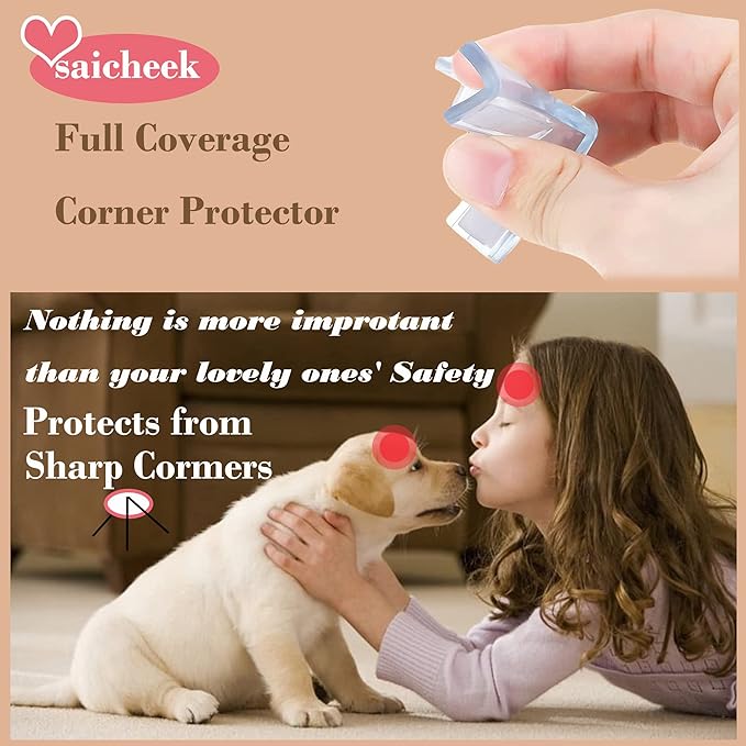 saicheek 12Pcs Small(Length: 1.4inch) Silicone Corner Protector Baby Proofing,Table Corner Protectors for Baby,Strong Adhesive T Shaped Baby Head Protector Table Corner Protectors for Furniture (12)