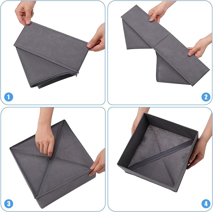 Foldable Dresser Drawer Organizers Clothes, Underwear Organizer Foldable Cloth Storage Box Drawer Divider Organizer Basket Bins for Underwear Socks, Bras, Underwear,14 Pack (Grey)