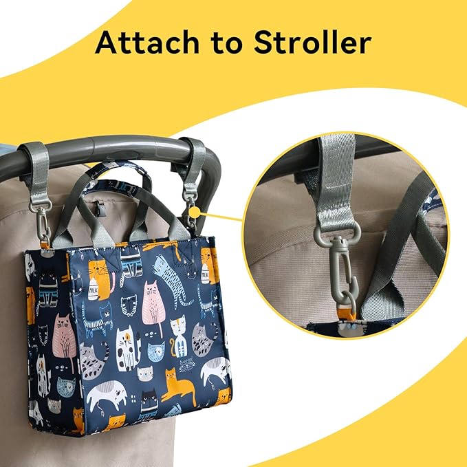 PHEBEN Small Diaper Bag Tote Waterproof Travel Mini Diaper Bag Multi-Function Baby Handbag Crossbody Purse(Cat Paradise)