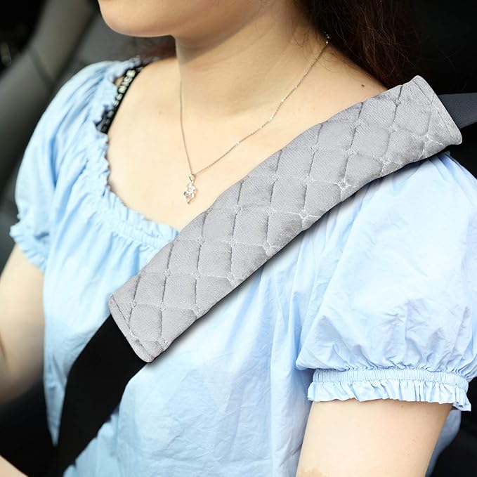 Tatuo 4 Pack Seat Belt Cover Extra Long Seat Belt Pads for Car Soft Comfort Shoulder Strap Covers Harness Pads Helps Protect Your Neck and Shoulder(10.6 Inch,Gray)
