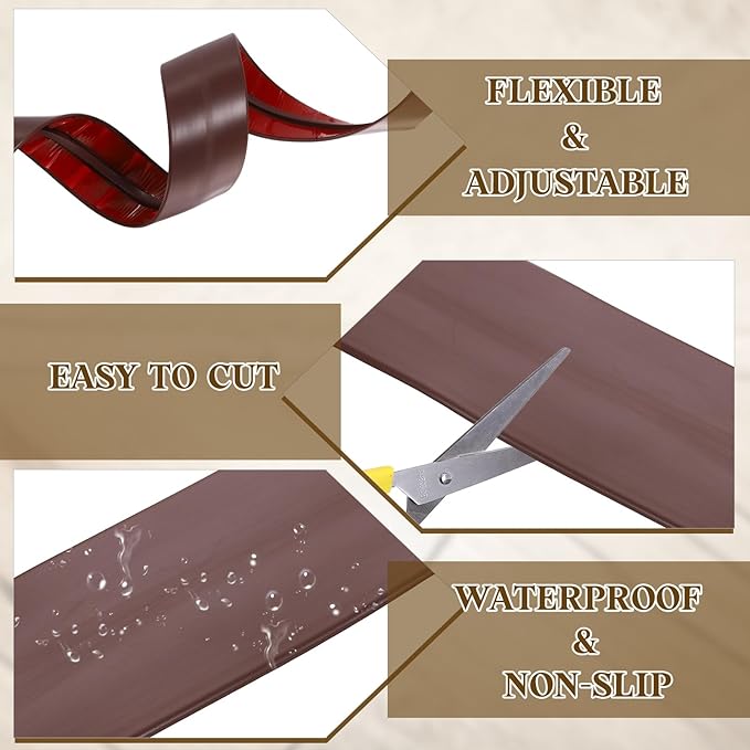 uxcell T-Molding Transition Strips, 6.56 ft x 1.97" (L x W) PVC Floor Flat Divider Strip Self Adhesive Vinyl Flooring Edging Trim for Joining Floor Gaps Doorways, Coffee