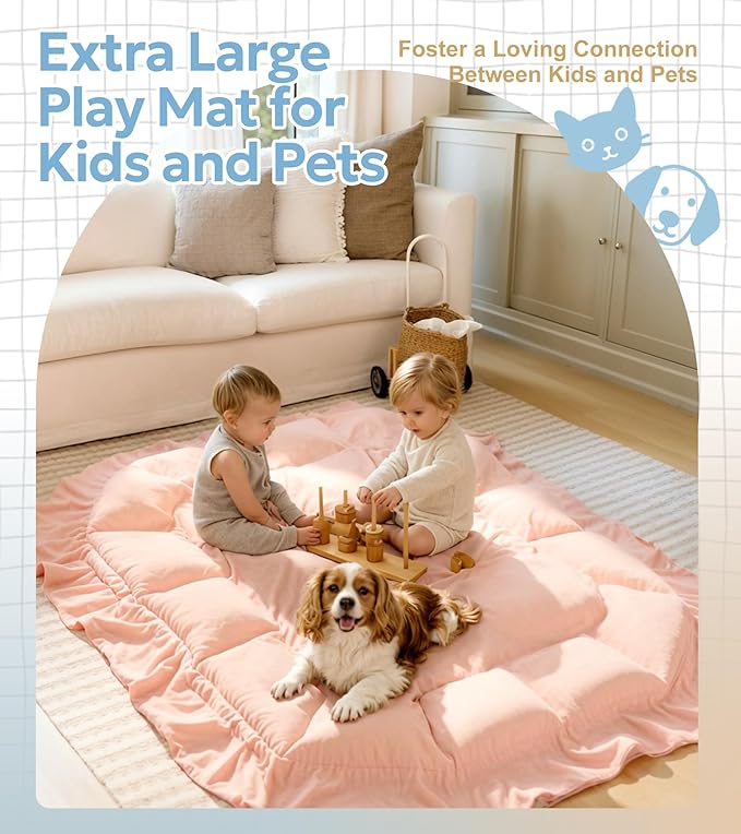 Mallify 5-in-1 Plush Baby Play Gym, Baby Play Mat, Convertible Baby Gym with Blanket and 6 Toys, Tummy time mat, Baby Activity Center from Newborn to Toddler, Baby Gym, Baby Newborn Essentials, Pink