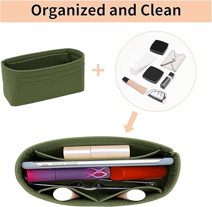 LOUKAYCCI Felt Mini Organizer Insert for Longchamp mini XS Bag,Purse Organizer Insert For Handbag (Green)