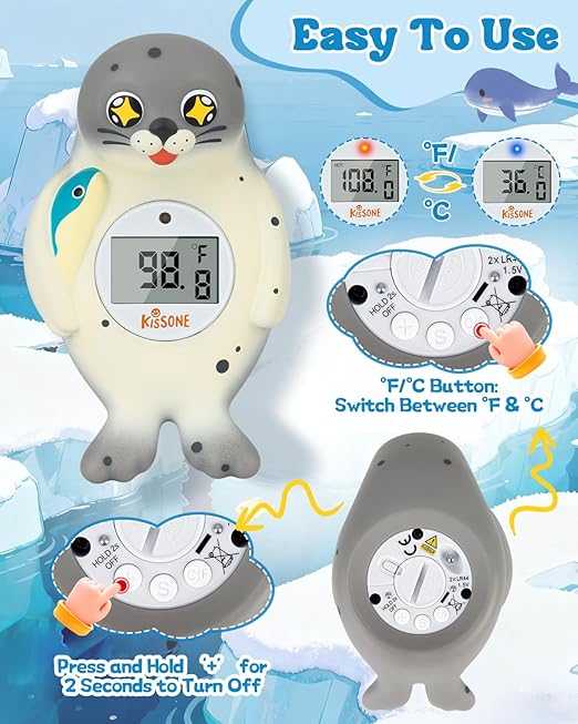 KISSONE Baby Bath Thermometer Digital for Water Temperature – Fast & Accurate °F/°C Reading, Waterproof Floating Safety Thermometer for Infants & Toddlers