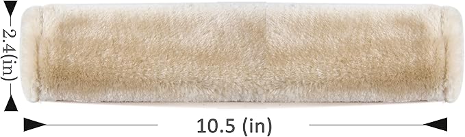 Amooca Soft Faux Fur Universal Fit Seatbelt Cover Car Truck SUV Airplane Seat Belt Shoulder Pad for Carmera Backpack Straps Neck Cushion Protector 2 Pack 10.5in Beige