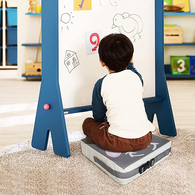 Dining Chair Heightening Cushion Portable Dismountable Adjustable Highchair Booster for Baby Toddler Kids Infant Washable Thick Chair Seat Pad Mat (Grey+Pink Deer)