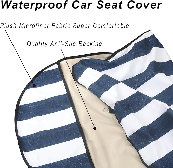 LoyaGour Car Seat Cover Protector Front Seats,for Gym Workout,Running,Swimming,Beach and Hiking,Waterproof Sweat Towel Bucket Seat Covers for Cars SUV Trucks (Blue Stripe, 1Pcs)