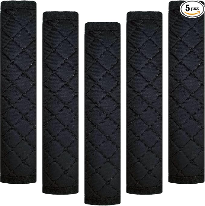 Car Seat Belt Cover Pad, 5 Pack, Seatbelt Covers for Car Accessories, Soft Material, Car Seat Strap Pads, Black 10.63 inches, Universal Fit for All Vehicles, Comfort for neck shoulders (5-Black)