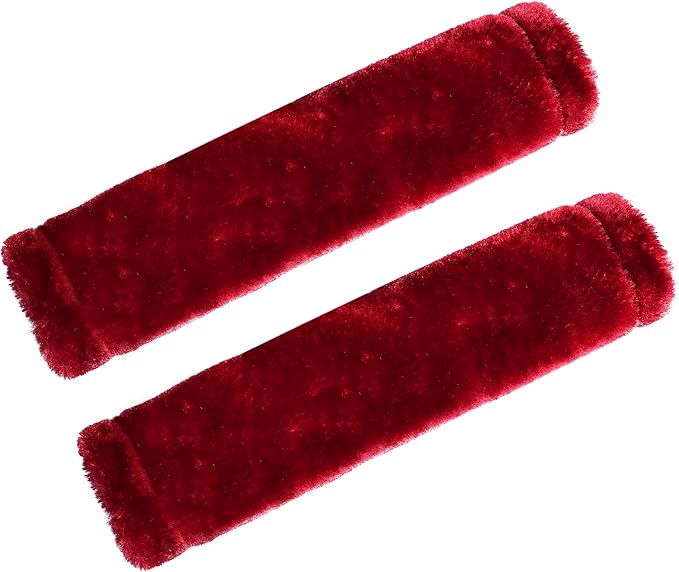 MOONET 2 Packs Car Seatbelt Covers Shoulder Pad for More Comfortable Driving, Universal Seat Belt Cover for Handbag Camera Backpack Straps, Soft Faux Sheepskin Wool Seat Belt Cushion (Claret)
