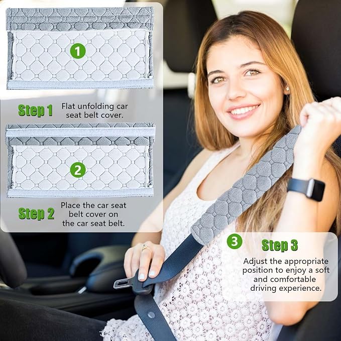 WSSROGY 5 Pack Soft Comfort Car Seatbelt Cover Protector Pads Strap for Protecting Neck and Shoulder (Gray)