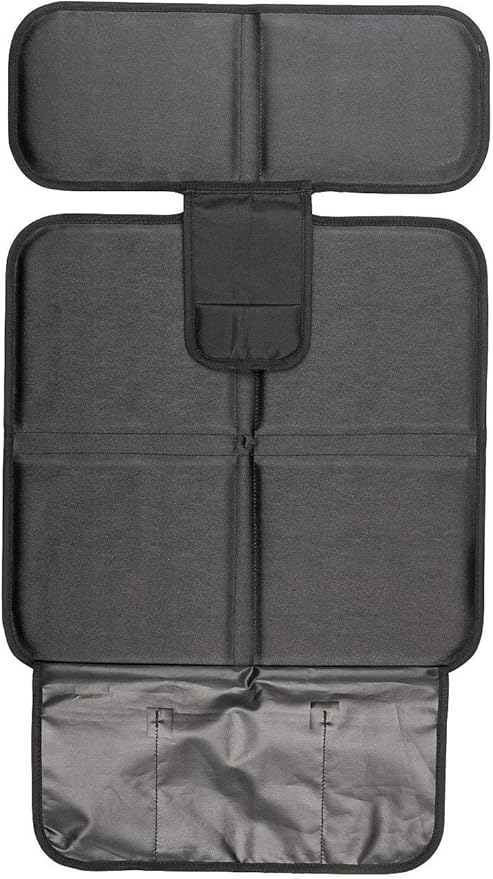Car Seat Protector - Seat Protection Mat - Thick Padding - Durable, Waterproof Fabric, Leather Reinforced Corners & 3 Pockets for Handy Storage (2 Pack) Gray