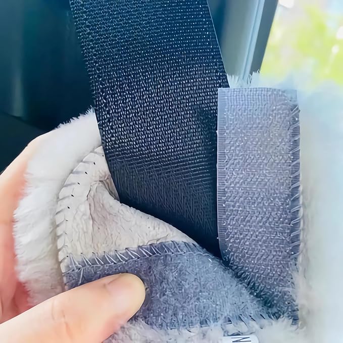 Fluffy Fuzzy Genuine Sheepskin Car Seat Belt Covers for Soft Auto Lambswool Seatbelt Pads, Shoulder Strap Cushion Adults Kids (1, Bamboo)